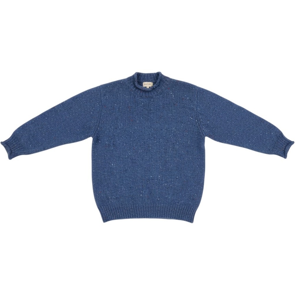 Aran Sweater Market Wool Knit Sweater Blue XL Irish Fisherman Rollneck Chunky